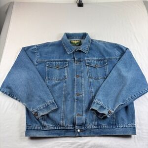 Eagles Ridge Denim Jacket Mens‎ XL Blue Jean Button Up Trucker Collared Biker